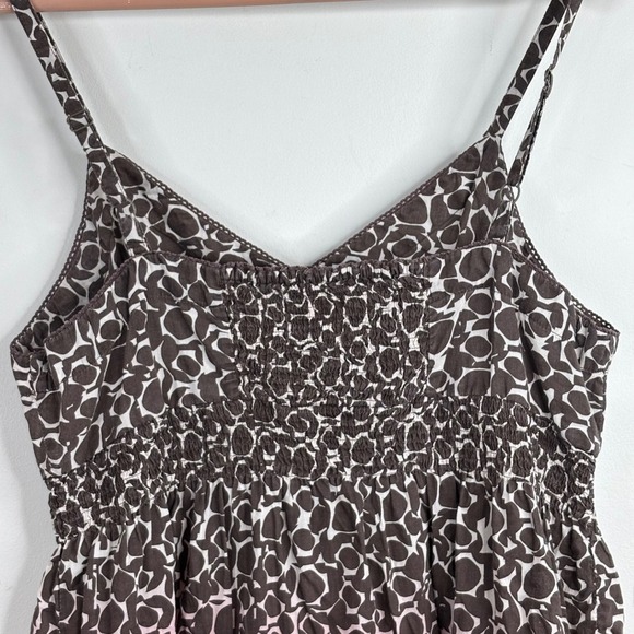 VTG Y2K Babydoll Tank Top L Chocolate Brown Ombre Smocked Lace Boho Print 90s - Picture 4 of 11